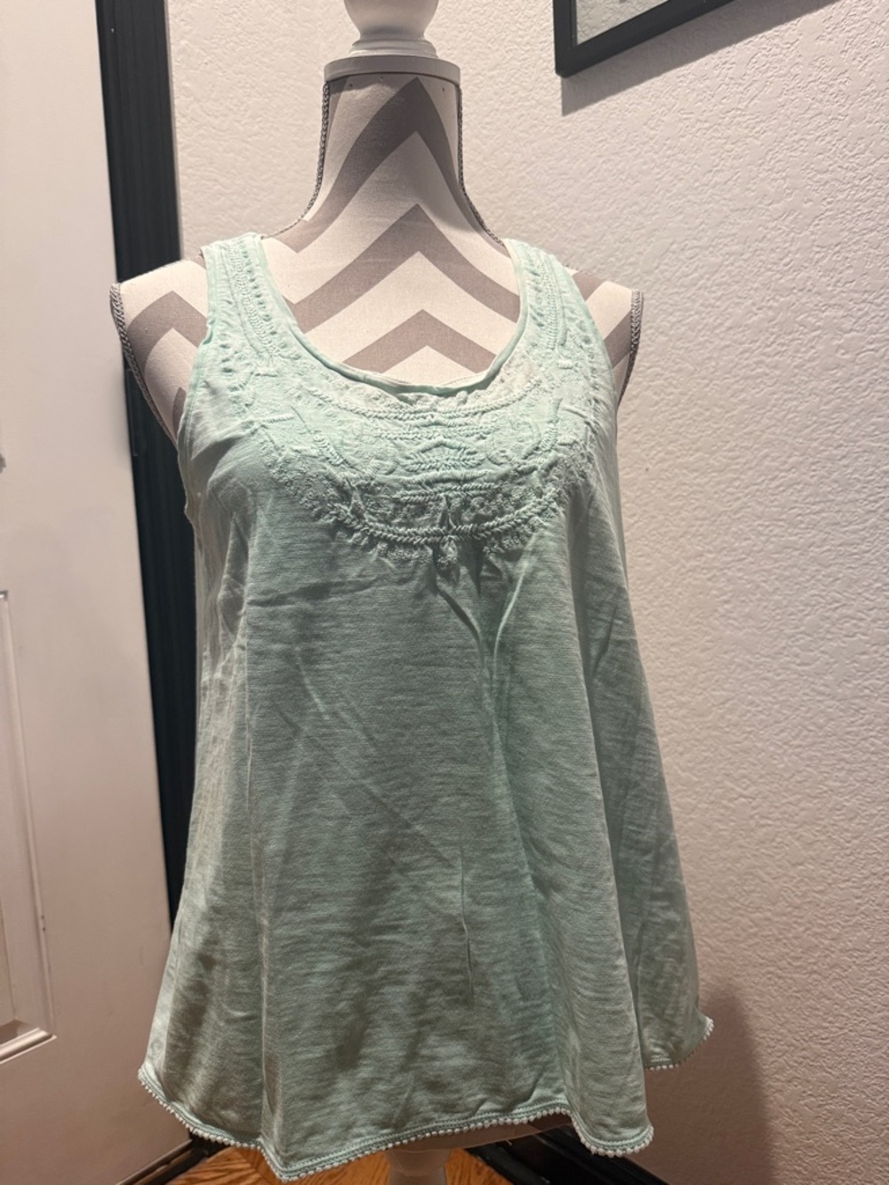 Esprit Mint Green Embroidered Scoop Neck Tank